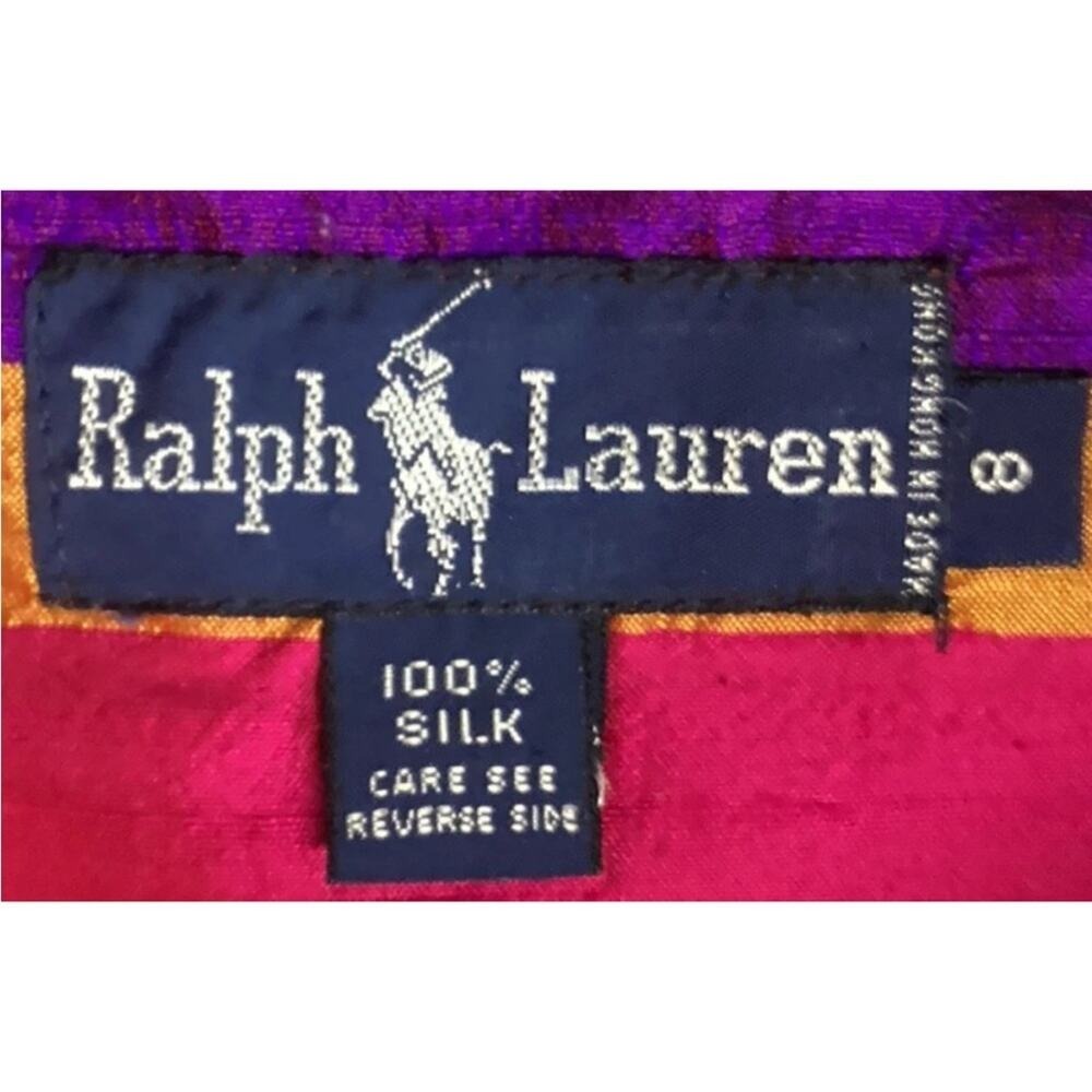 Ralph Lauren Vintage Silk Multicolor Striped Maxi Skirt 8 - Picture 12 of 13